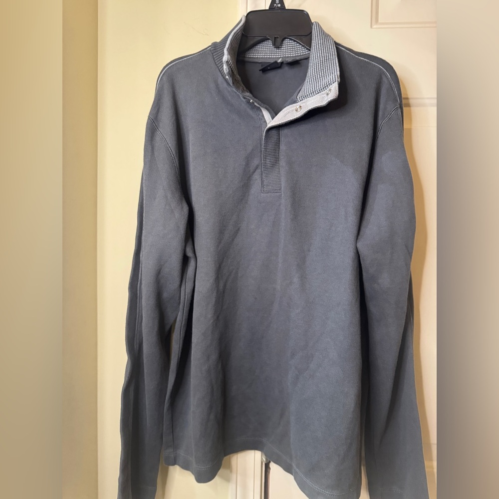 BOSS Hugo Boss Long Sleeve Polo Shirt Mens Large Dark Gray Cotton Large